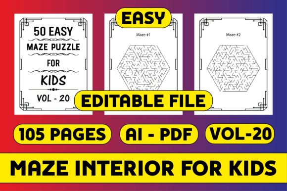 Explore 50 Maze Puzzle Interior for Kids Vol-20